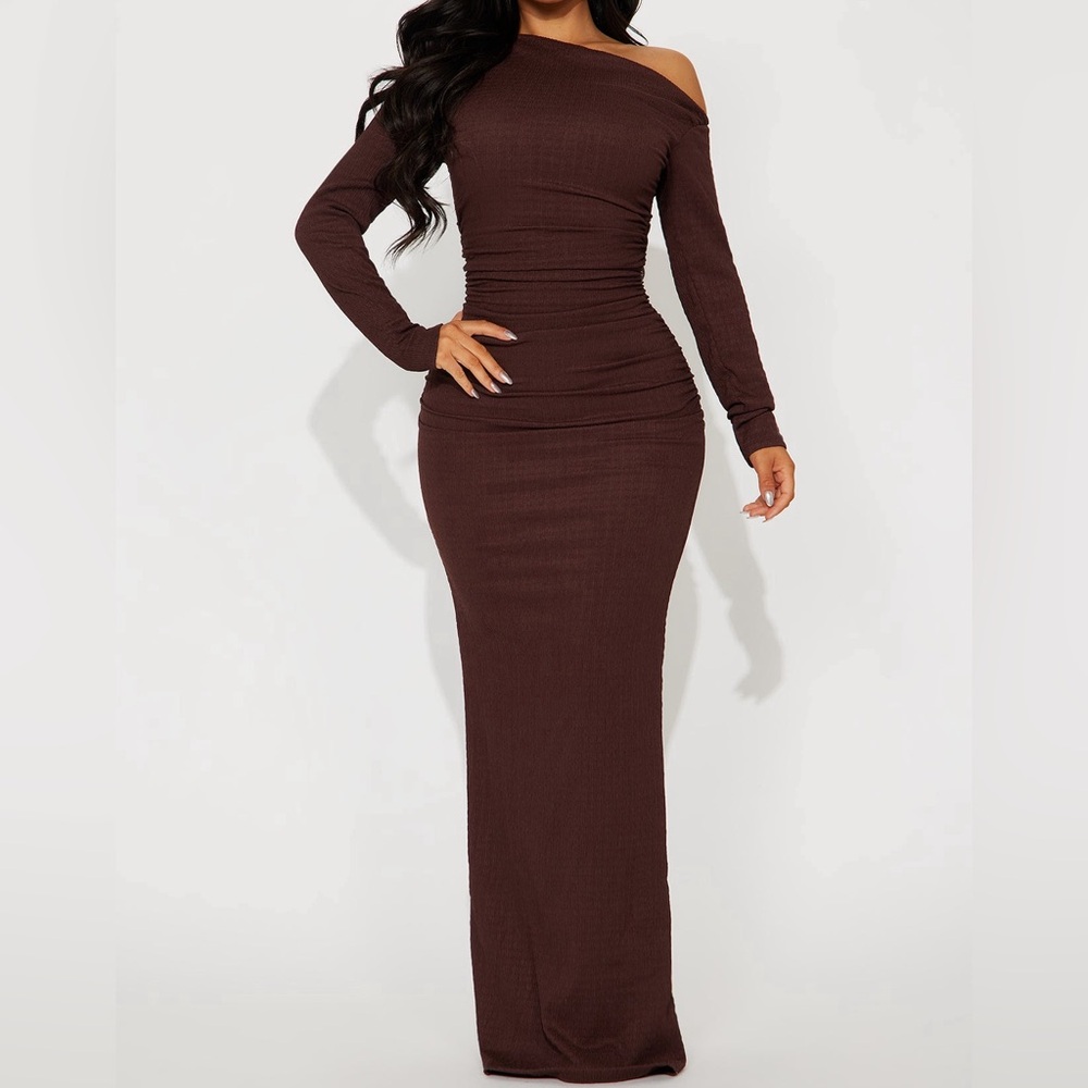 Brown Long Sleeve Dress